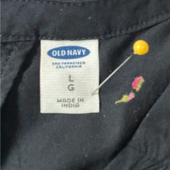 Old Navy Black Floral Dress. V-Neck. Sleeveless. Tie in the Back. Size L. - Picture 7 of 7